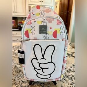 NWT Disney Vegan Leather Crossbody Sling Bag, Mickey Mouse Peace Fingers